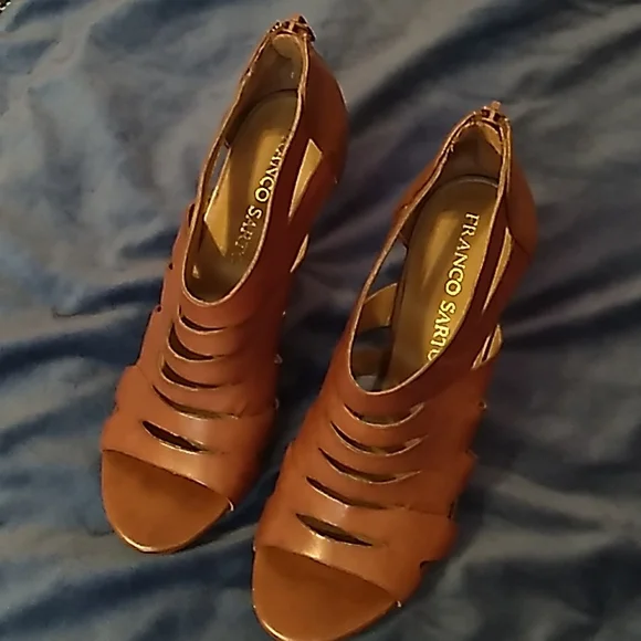 Franco Sarto Brown High Heel Zip Back Gladiator Shoes - Picture 8 of 8